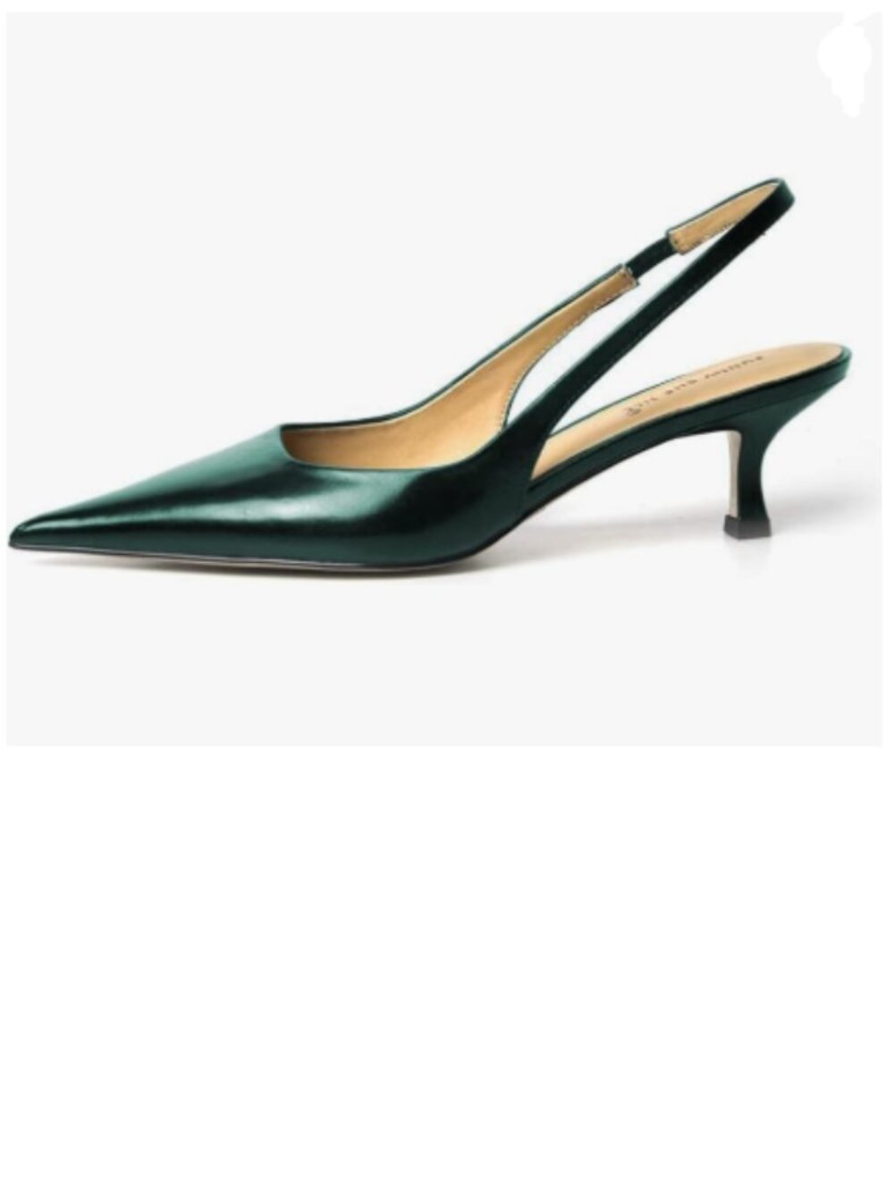 FSJ Dark Green Kitten Heel Slingback Sandals Pointy Toe Sexy Pumps Party Shoes